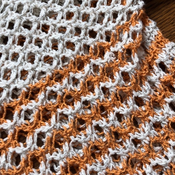 Roxy Cream + Orange Striped Open Weave Sweater S - Picture 4 of 7